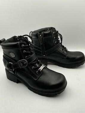 Harley-Davidson Tegan Black Leather Motorcycle Boots Women’s 8.5 D84424.